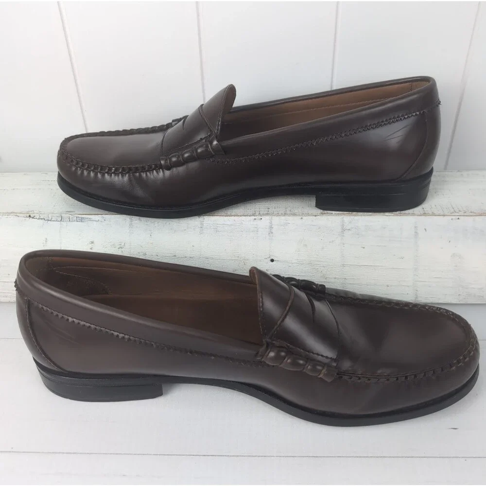 J Crew Camden Penny Loafers Men’s 11.5 Dark Brown Leather Rubber Sole AV166